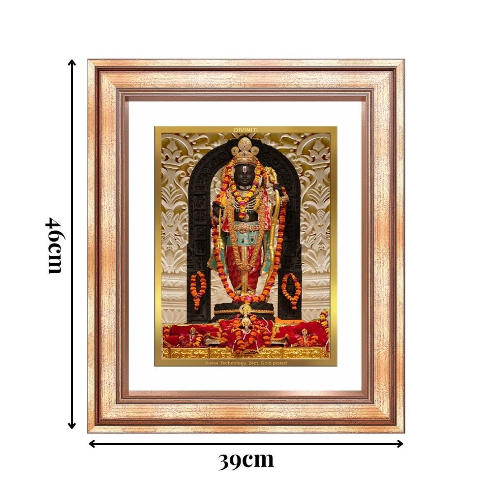 Diviniti 24K Gold Plated Ram Lalla (Classic) Divine Wall Frame for Home Mandir & Office Decor | Luxury Spiritual Gift
