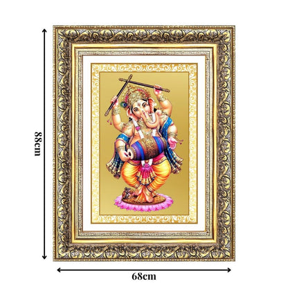 Diviniti 24K Gold Plated Dancing Ganesha (Classic) Divine Wall Frame for Home Mandir & Office Decor | Luxury Spiritual Gift