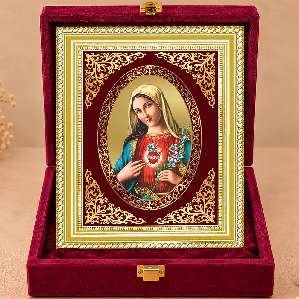 24K Gold-Plated Mother Mary BG Frame | Premium Gift Box | 26x20 CM