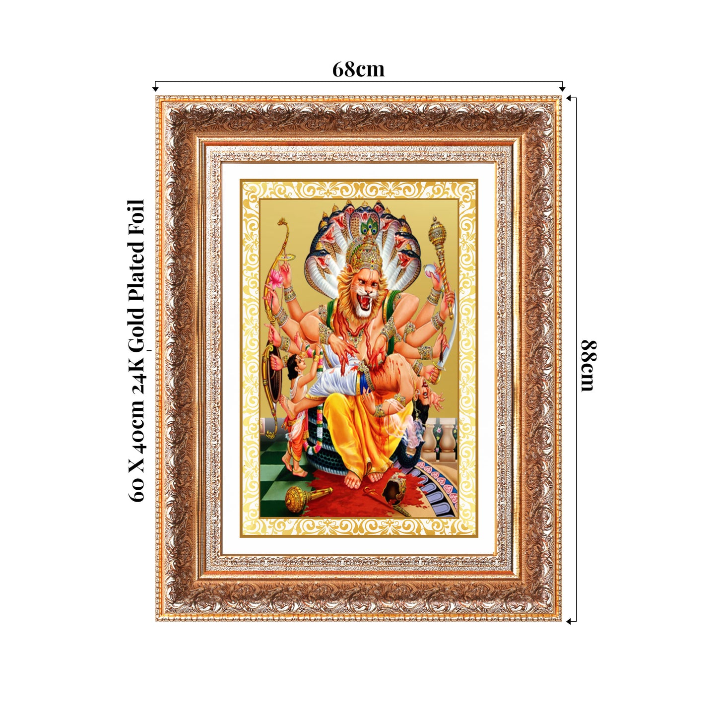 Lord Narasimha | The Fierce Protector Wall Photo Frame in 24K Gold Plated Foil
