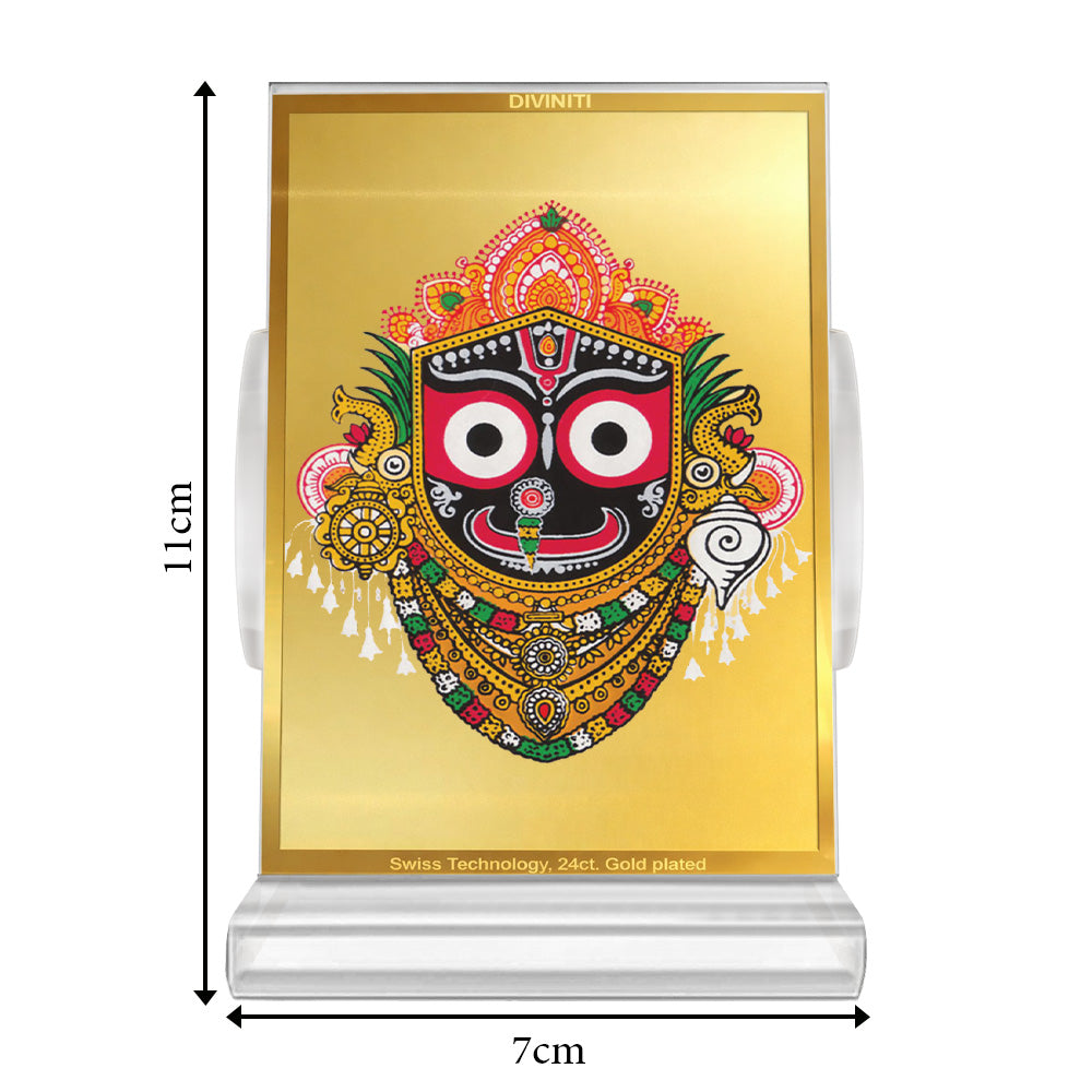 Jagannath | Divine Lord Jagannath Car Dashboard & Tabletop Photo Frame in 24K Gold Plated Foil