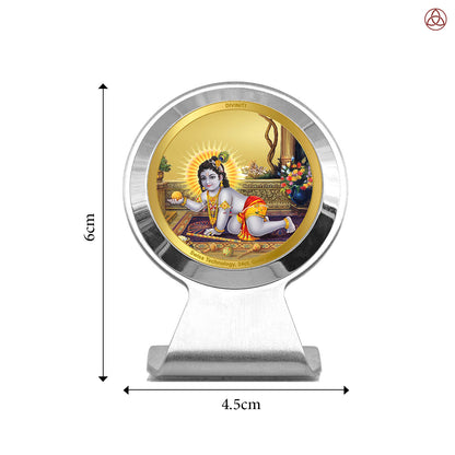 Laddu Gopal | Divine Lord Krishna Car Dashboard & Tabletop Photo Frame in 24K Gold Plated Foil