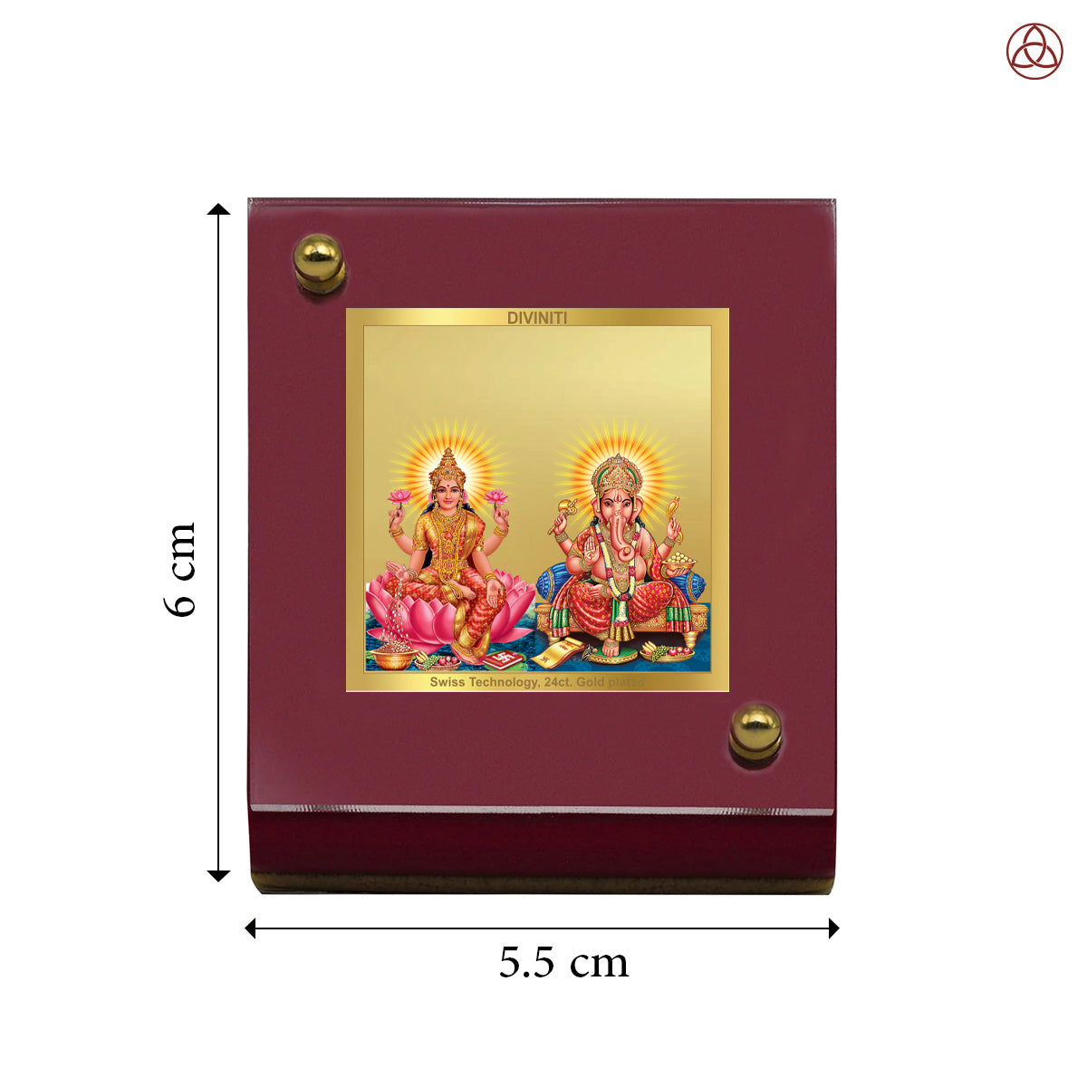 Lakshmi & Ganesha | Divine Goddess Lakshmi and Lord Ganesha Car Dashboard & Tabletop Photo Frame in 24K Gold Plated Foil