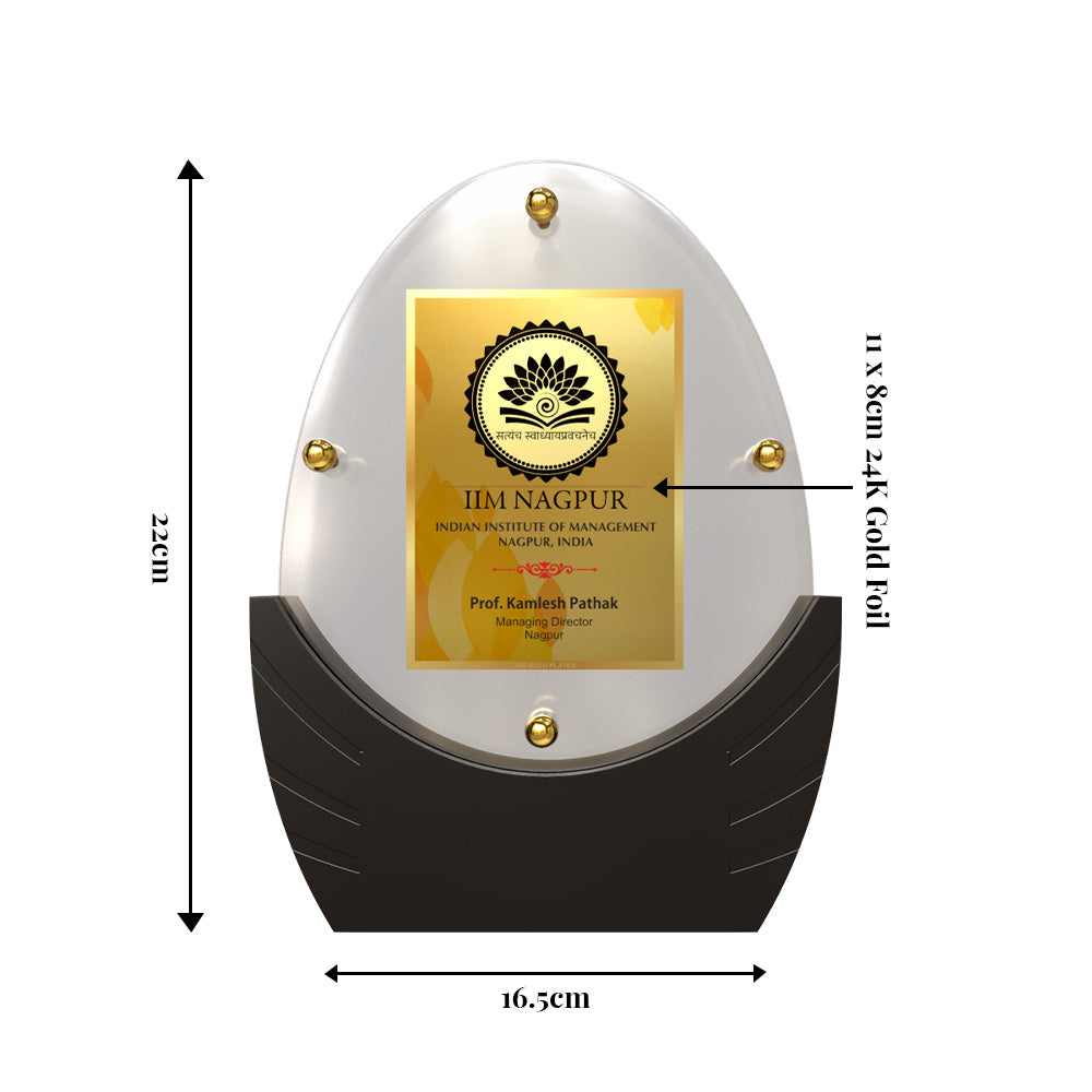Diviniti Trophy with Matter Printed on 24K Gold Plated Foil | Premium Customizable Award | Luxury Corporate Gift & Recognition Plaque