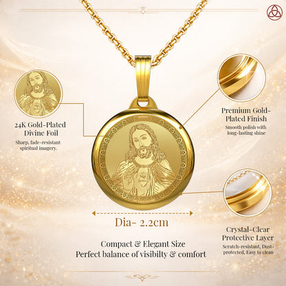 DIVINITI 24K Gold Plated Jesus Christ & Sacred Cross Pendant – 22mm Double-Sided Spiritual Pendant