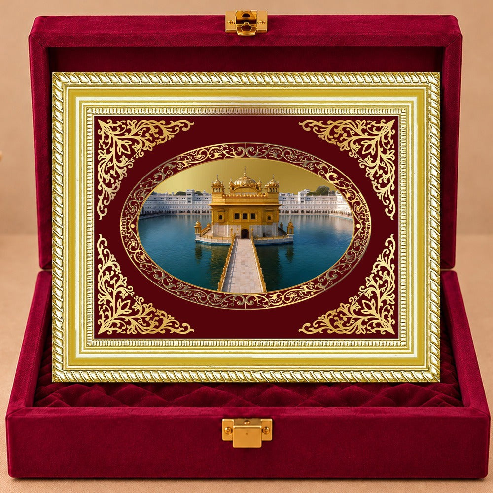 24K Gold-Plated Golden Temple BG Frame | Premium Gift Box | 26x20 CM