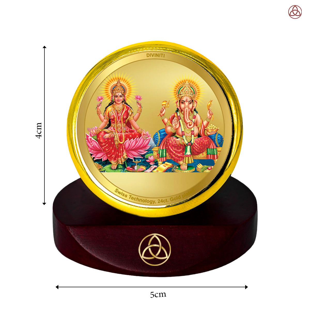 Lakshmi & Ganesha | Divine Goddess Lakshmi and Lord Ganesha Car Dashboard & Tabletop Photo Frame in 24K Gold Plated Foil