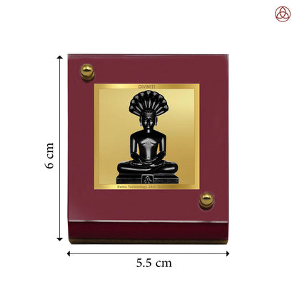 Parshvanatha | Divine Jain Tirthankar Car Dashboard & Tabletop Photo Frame in 24K Gold Plated Foil
