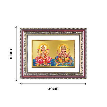 Diviniti 24K Gold Plated Lakshmi Ganesha (Classic) Divine Wall Frame for Home Mandir & Office Decor | Luxury Spiritual Gift