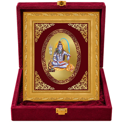 24K Gold-Plated Lord Shiva Frame | Premium Gift Box | 21.5x17.5 CM
