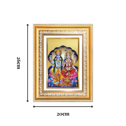 Diviniti 24K Gold Plated Vishnu Lakshmi (Classic) Divine Wall Frame for Home Mandir & Office Decor | Luxury Spiritual Gift