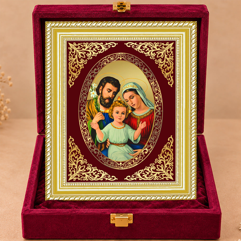 24K Gold-Plated Holy Family BG Frame | Premium Gift Box | 26x20 CM