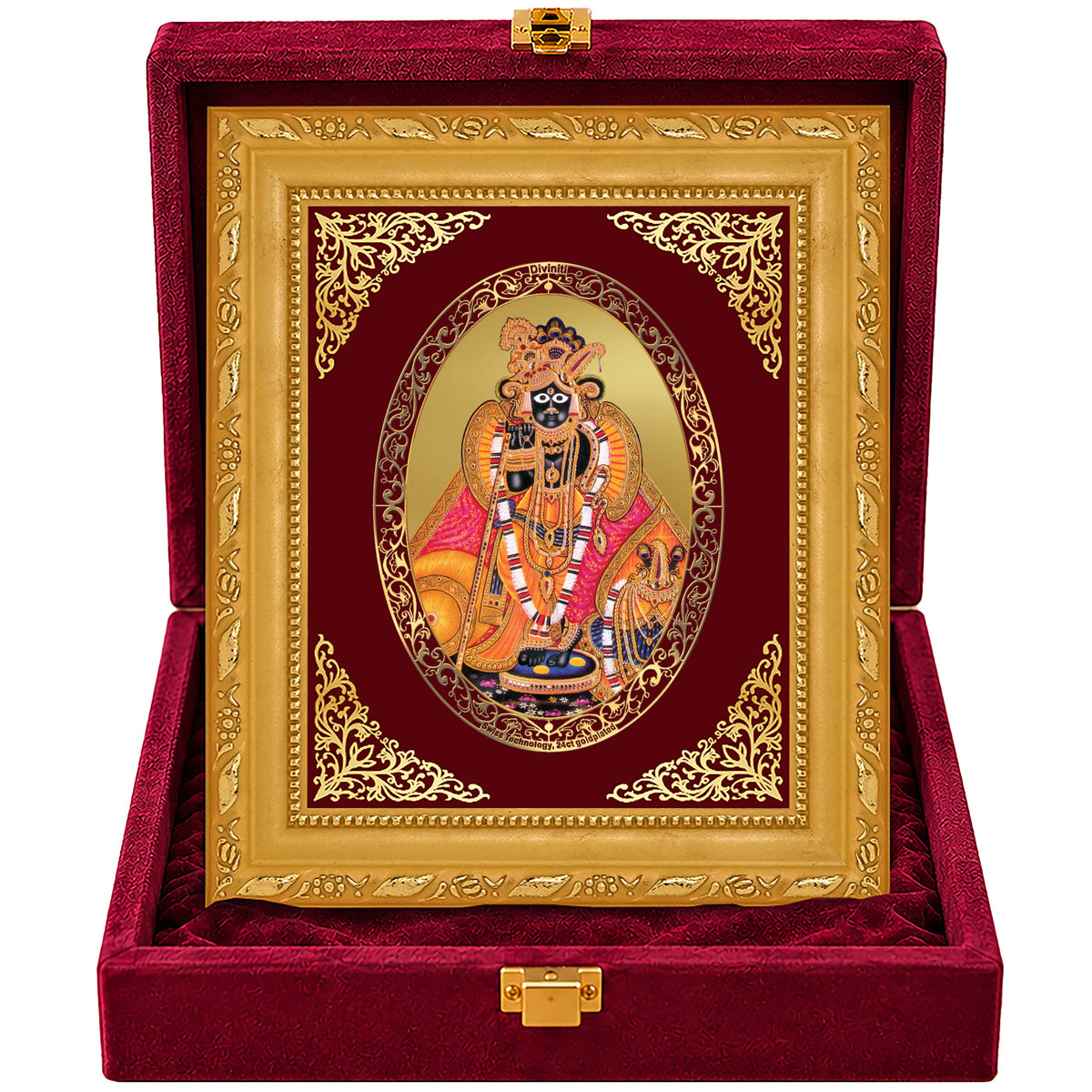 24K Gold-Plated Banke Bihari Ji Frame | Premium Gift Box | 21.5x17.5 CM