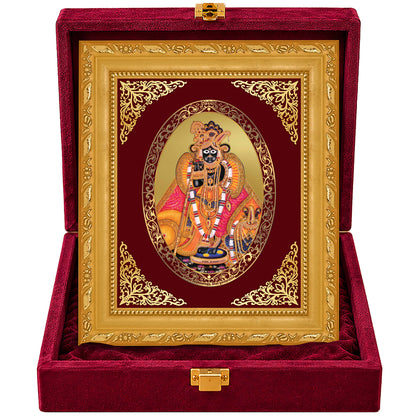 24K Gold-Plated Banke Bihari Ji Frame | Premium Gift Box | 21.5x17.5 CM