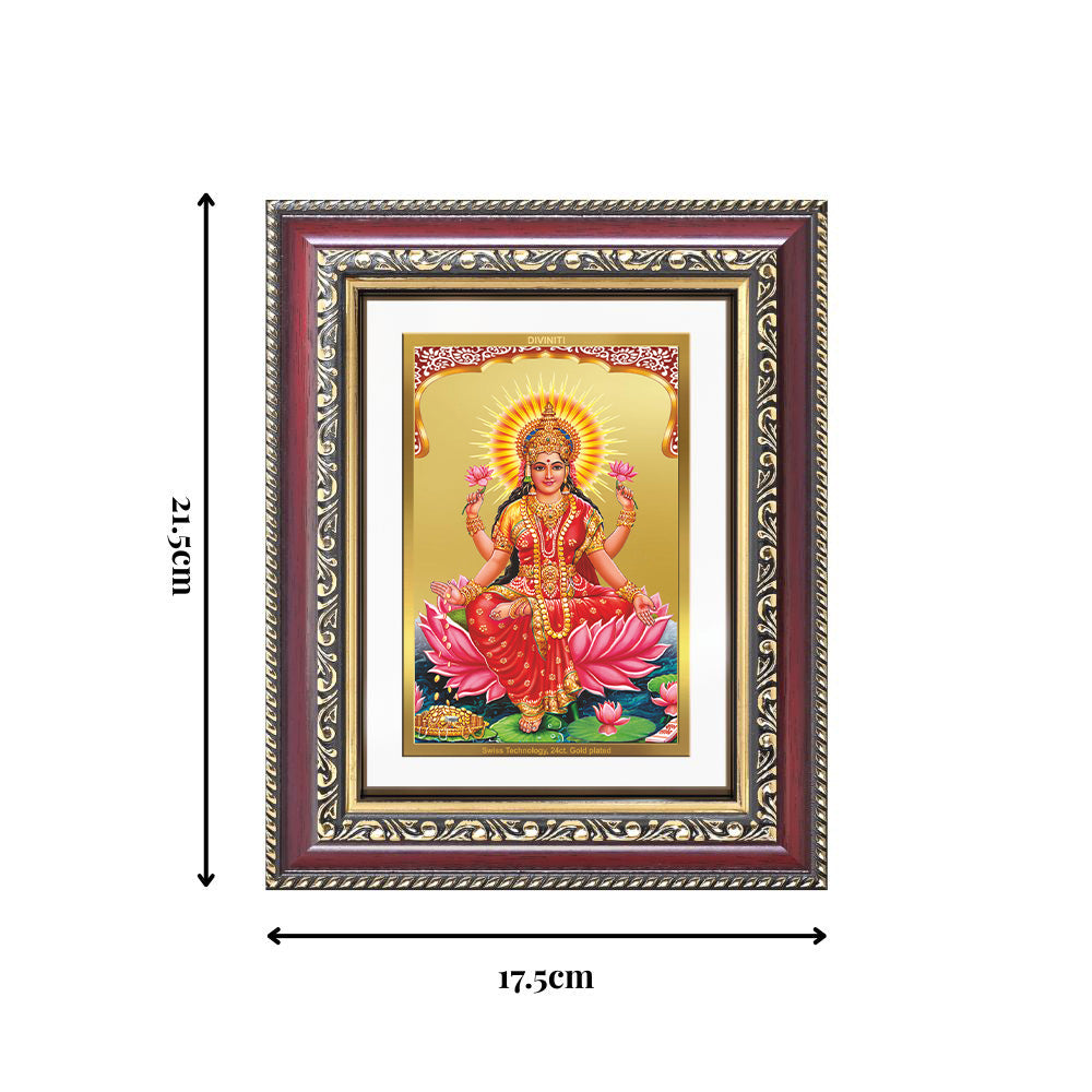 Diviniti 24K Gold Plated Lakshmi (Classic) Divine Wall and Table Top Frame for Home Mandir & Office Decor | Luxury Spiritual Gift