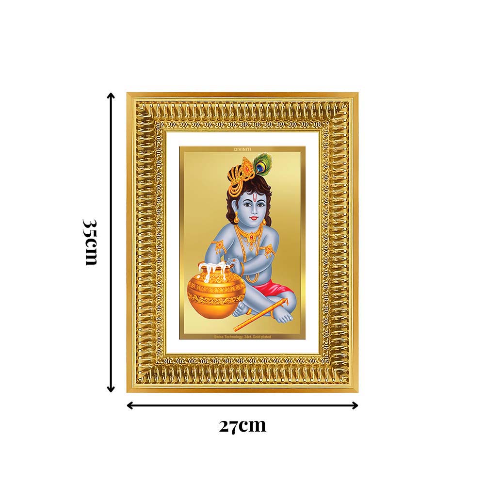 Diviniti 24K Gold Plated Bal Gopal Divine Wall Frame for Home Mandir & Office Decor | Luxury Spiritual Gift