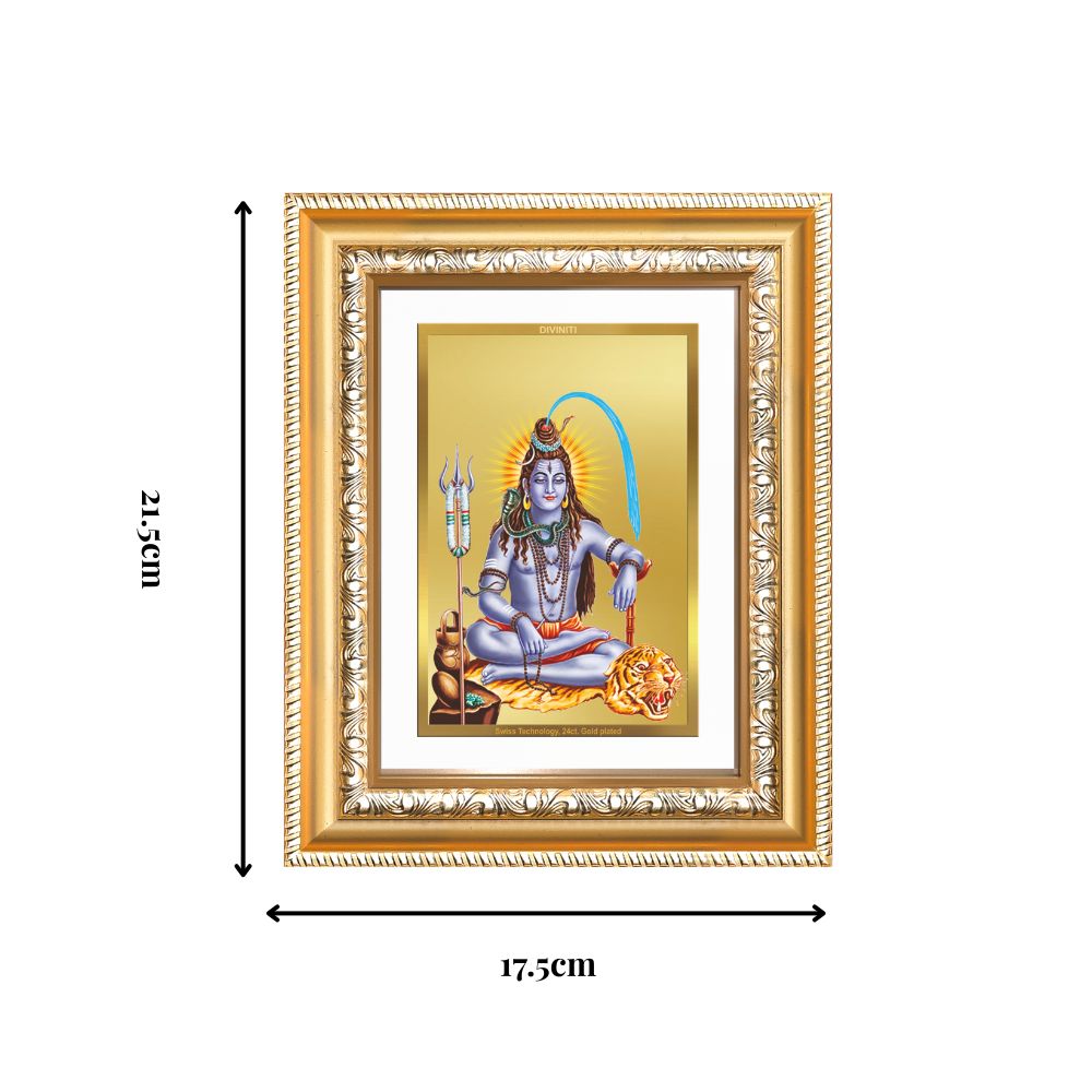 Diviniti 24K Gold Plated Shiva (Classic) Divine Wall and Table Top Frame for Home Mandir & Office Decor | Luxury Spiritual Gift