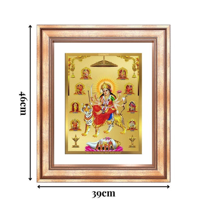 Diviniti 24K Gold Plated Nav Durga (Classic) Divine Wall Frame for Home Mandir & Office Decor | Luxury Spiritual Gift