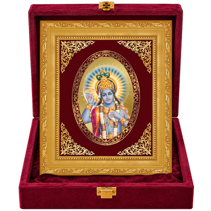 24K Gold-Plated Lord Vishnu Frame | Premium Gift Box | 21.5x17.5 CM