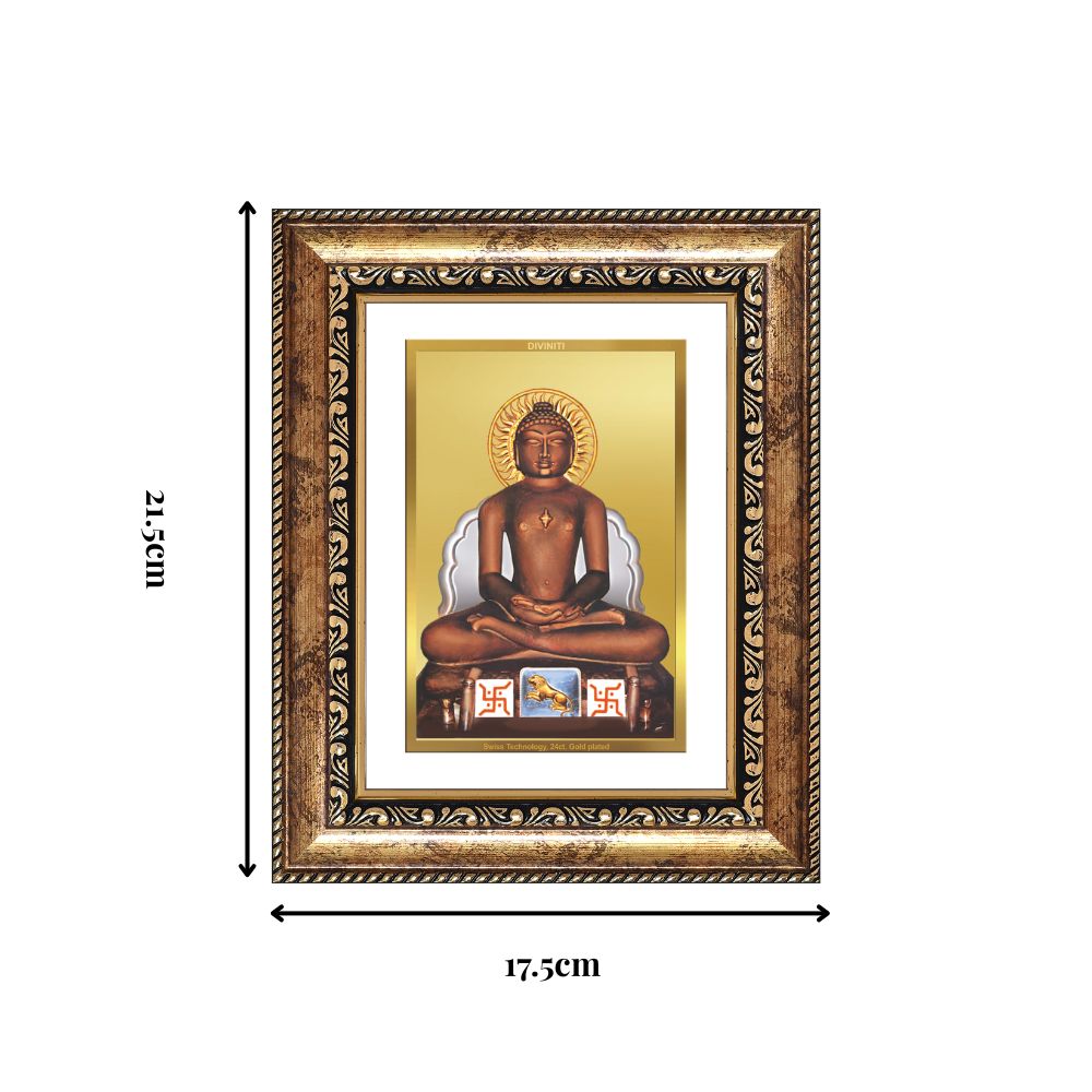 Diviniti 24K Gold Plated Mahavir (Classic) Divine Wall and Table Top Frame for Home Mandir & Office Decor | Luxury Spiritual Gift