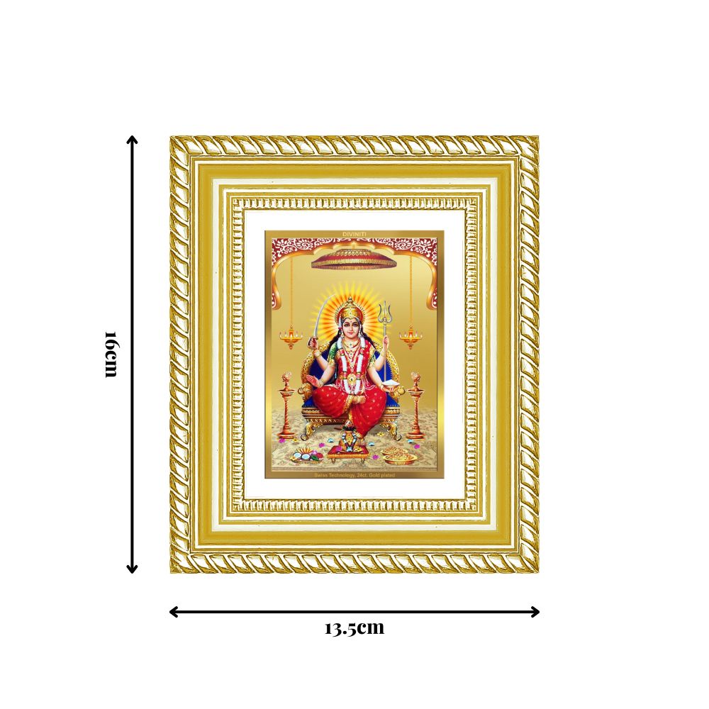 Diviniti 24K Gold Plated Santoshi Mata Divine Table Top Frame for Home Mandir & Office Decor | Luxury Spiritual Gift