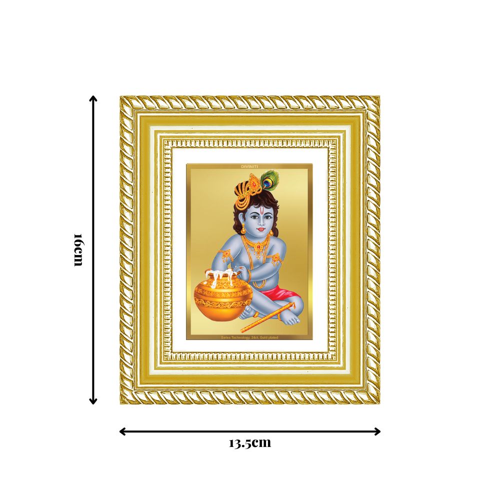 Diviniti 24K Gold Plated Bal Gopal Divine Table Top Frame for Home Mandir & Office Decor | Luxury Spiritual Gift