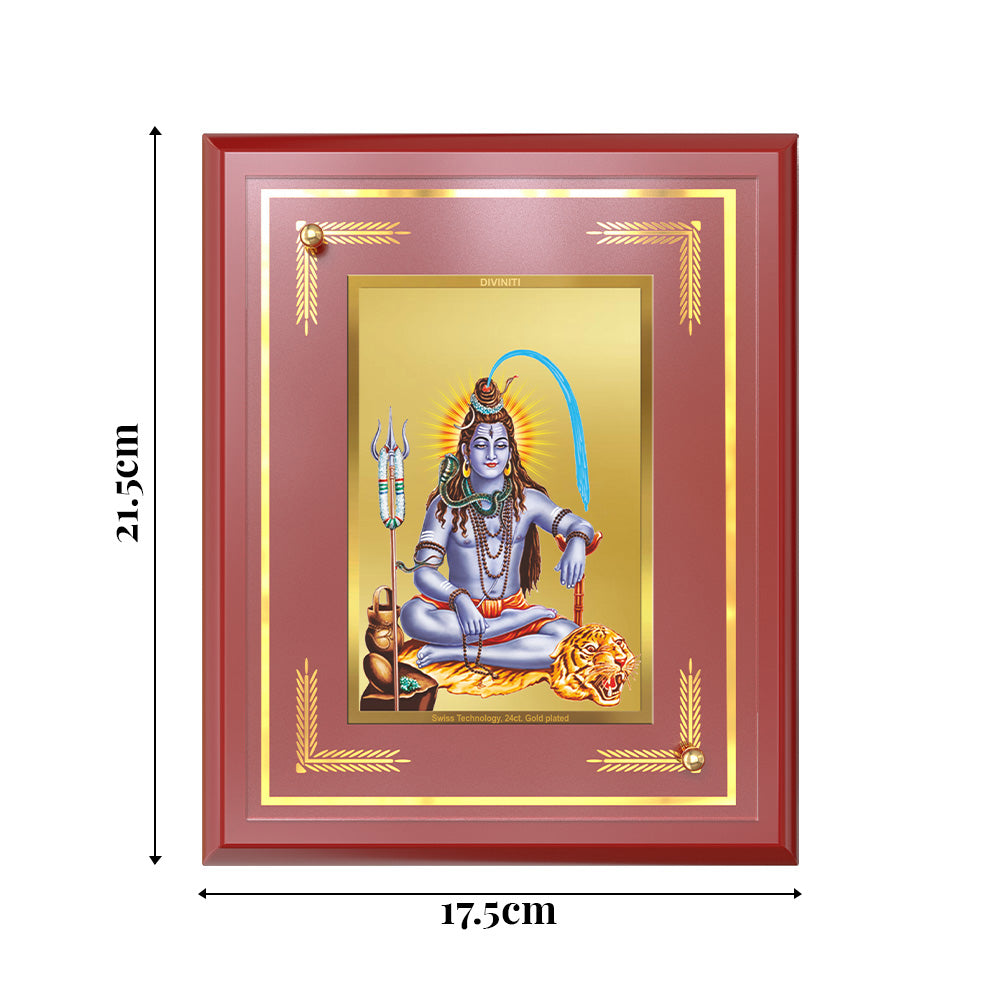 Diviniti 24K Gold Plated Lord Shiva Blessing Tabletop Photo Frame | Peace, Power & Divine Grace