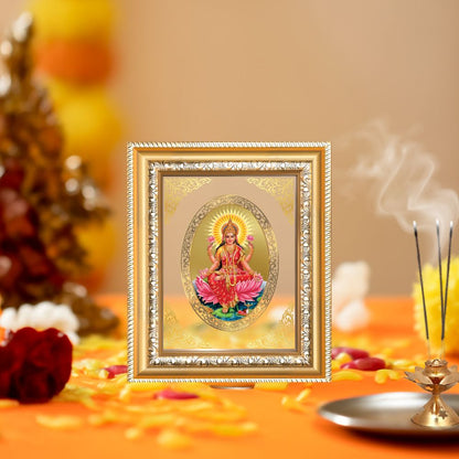 Goddess Lakshmi Divine Wealth & Abundance Sacred Royal Tabletop Frame in 24K Gold Plated Foil