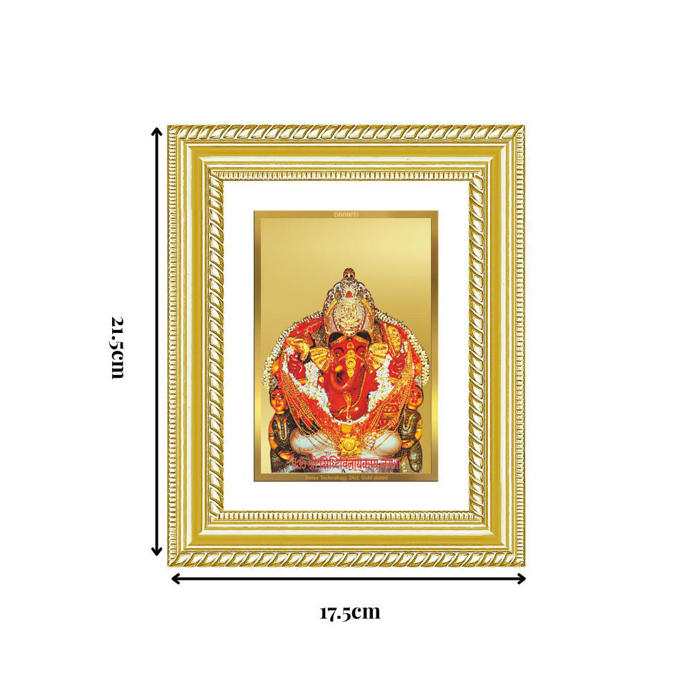 Diviniti 24K Gold Plated Siddhi Vinayak (Classic) Divine Wall and Table Top Frame for Home Mandir & Office Decor | Luxury Spiritual Gift