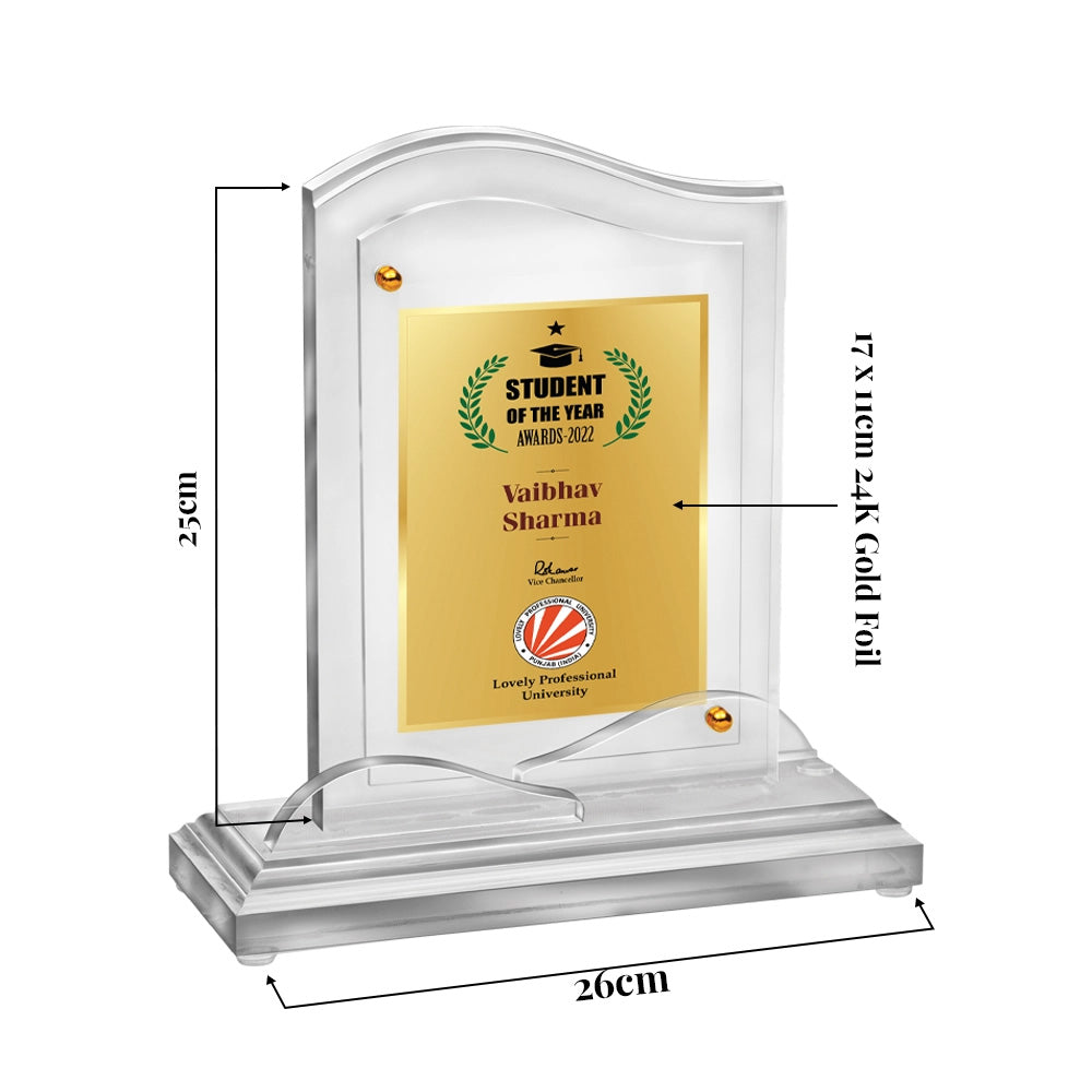 Acrylic Trophy Award | Congratulations Trophy For Celebrations, Ceremony, Events & Functions- Size 2.5
