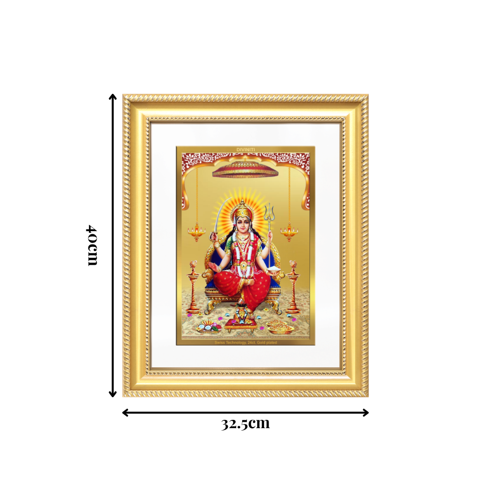Diviniti 24K Gold Plated Santoshi Mata (Classic) Divine Wall Frame for Home Mandir & Office Decor | Luxury Spiritual Gift