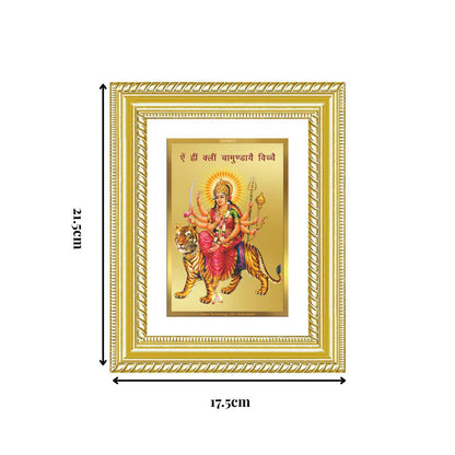 Diviniti 24K Gold Plated Durga With Mantra (Classic) Divine Wall and Table Top Frame for Home Mandir & Office Decor | Luxury Spiritual Gift
