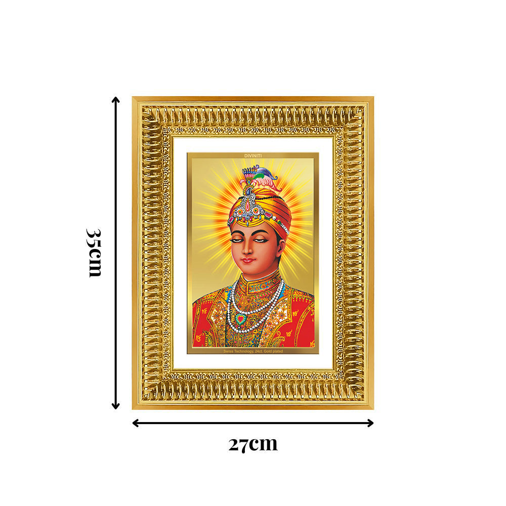 Diviniti 24K Gold Plated Guru Harkrishan Sahib Ji (Classic) Sacred Sikh Wall Frame for Home Decor & Office Ambiance | Premium Spiritual Gift