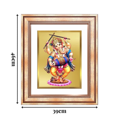 Diviniti 24K Gold Plated Dancing Ganesha (Classic) Divine Wall Frame for Home Mandir & Office Decor | Luxury Spiritual Gift
