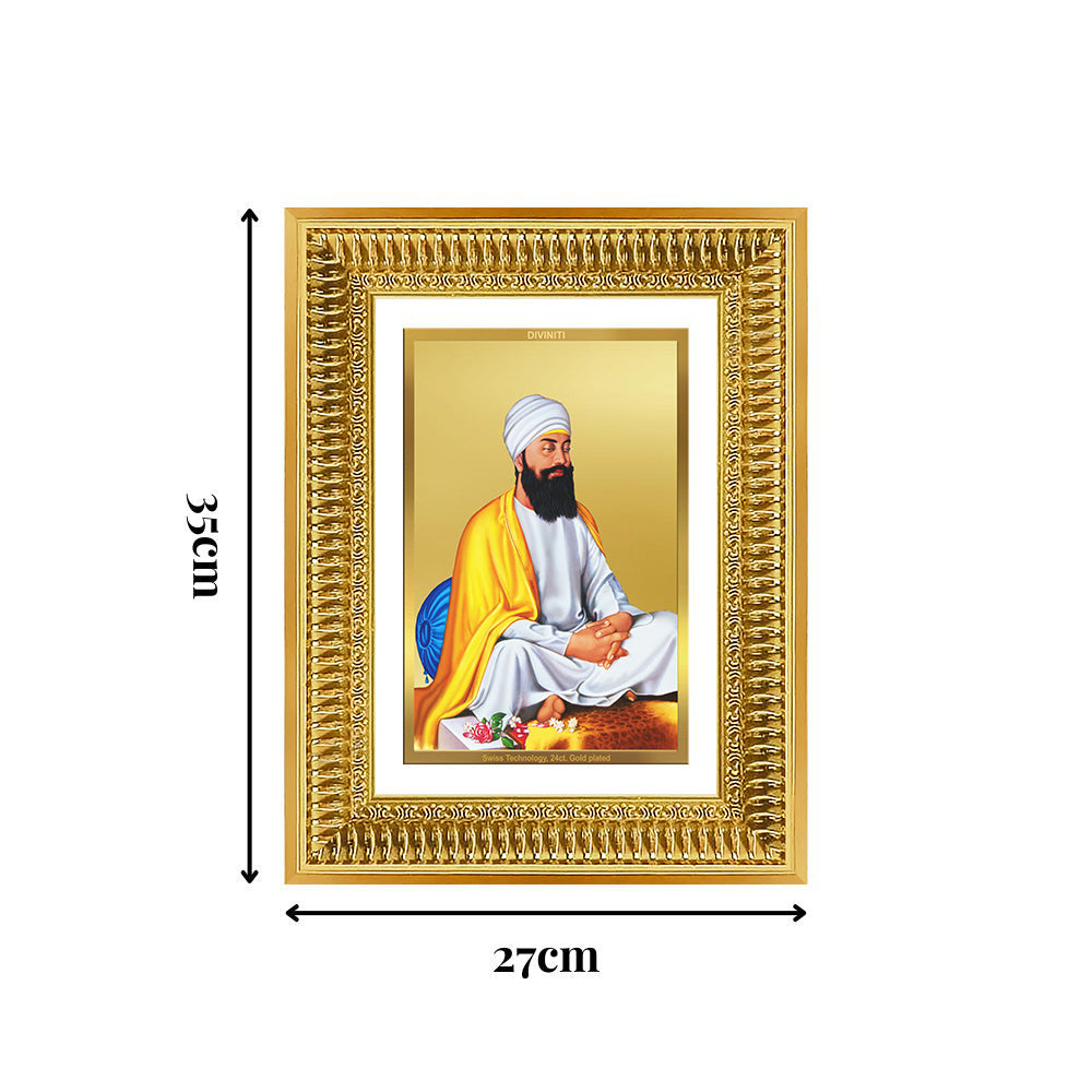 Diviniti 24K Gold Plated Guru Tegh Bahadur Sahib Ji (Classic) Sacred Sikh Wall Frame for Home Decor & Office Ambiance | Premium Spiritual Gift