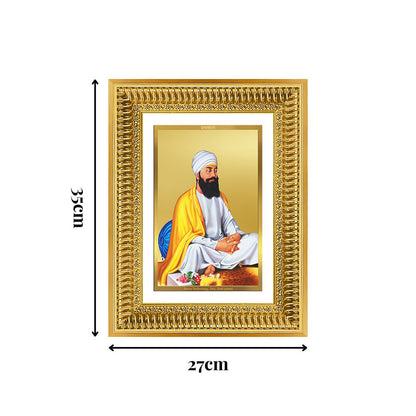 Diviniti 24K Gold Plated Guru Tegh Bahadur Sahib Ji (Classic) Sacred Sikh Wall Frame for Home Decor & Office Ambiance | Premium Spiritual Gift