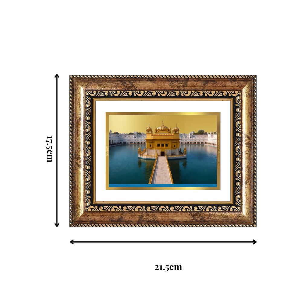 Diviniti 24K Gold Plated Golden Temple (Classic) Divine Wall and Table Top Frame for Home Mandir & Office Decor | Luxury Spiritual Gift