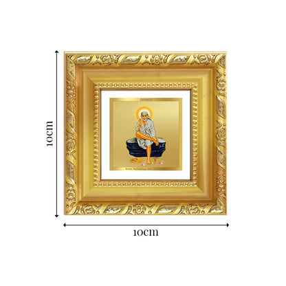 Diviniti Sai Baba of Shirdi Tabletop Photo Frame in 24K Gold Plated Foil | Faith, Peace & Divine Blessings | DG103S1A (10x10 CM)