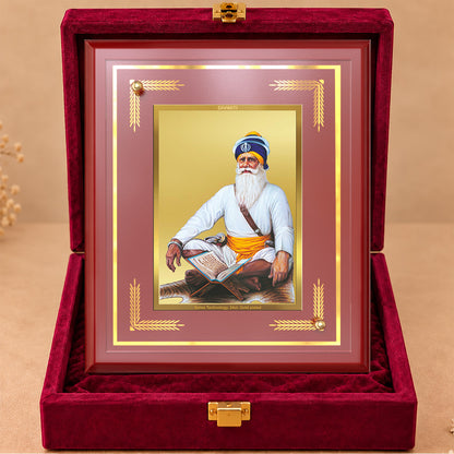 24K Gold-Plated Baba Deep Singh MDF Frame | Premium Gift Box | 17.5x21.5 CM