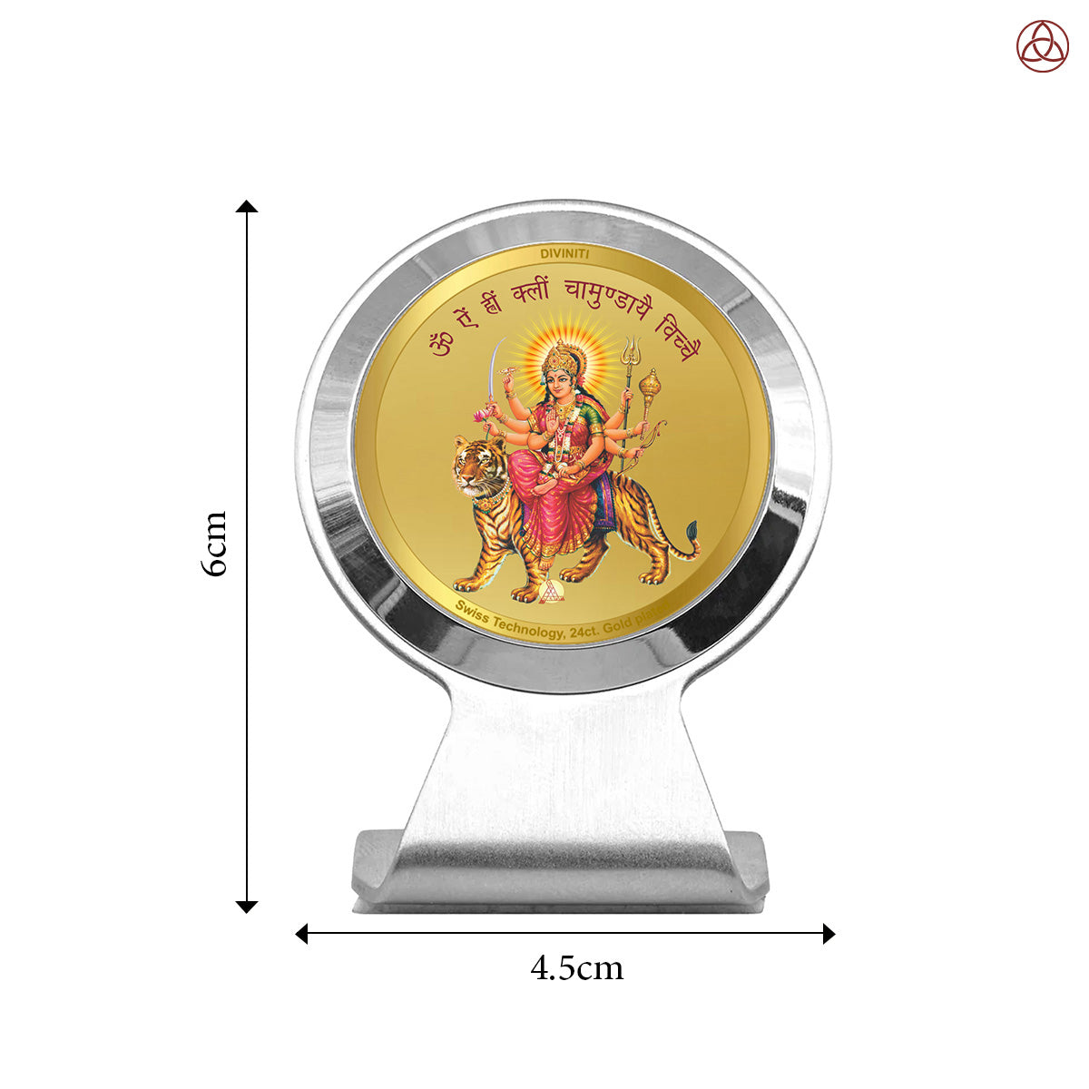 Durga Mata | Divine Goddess Durga Car Dashboard & Tabletop Photo Frame in 24K Gold Plated Foil