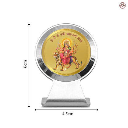 Durga Mata | Divine Goddess Durga Car Dashboard & Tabletop Photo Frame in 24K Gold Plated Foil