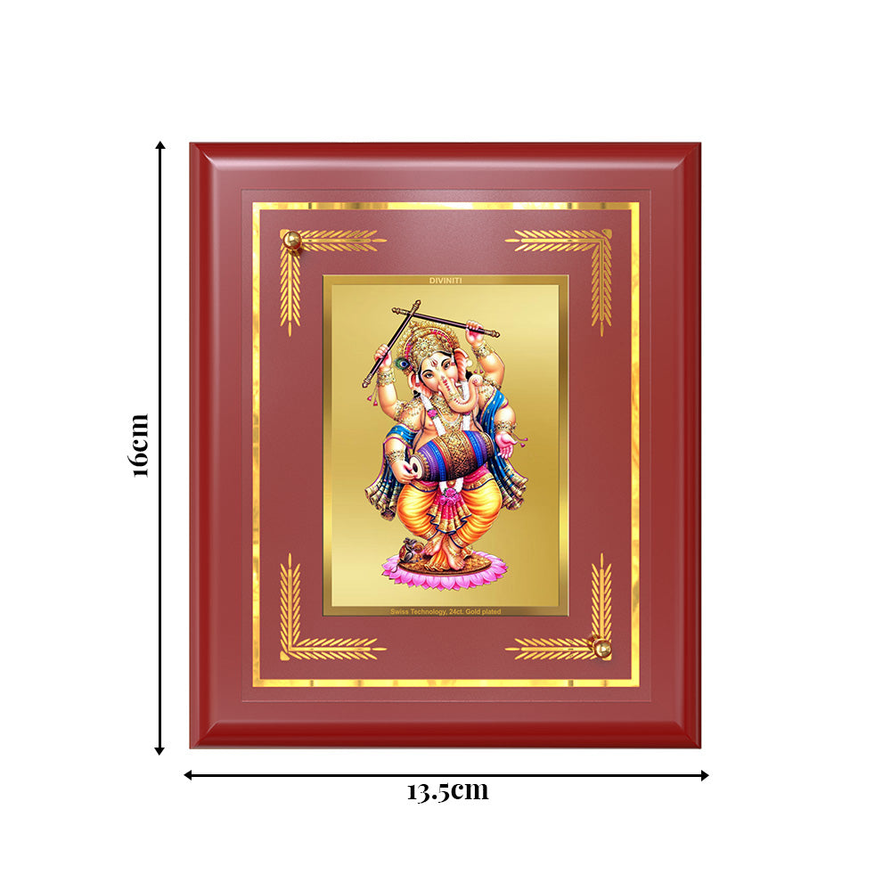 Diviniti 24K Gold Plated Dancing Ganesha Wall & Tabletop Photo Frame | Joy, Success & Divine Blessings