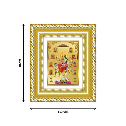 Diviniti 24K Gold Plated Nav Durga Divine Table Top Frame for Home Mandir & Office Decor | Luxury Spiritual Gift