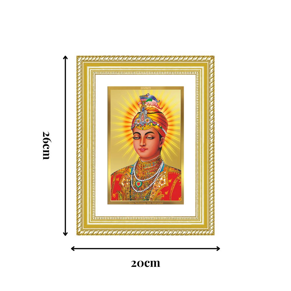 Diviniti 24K Gold Plated Guru Harkrishan Sahib Ji (Classic) Sacred Sikh Wall Frame for Home Decor & Office Ambiance | Premium Spiritual Gift
