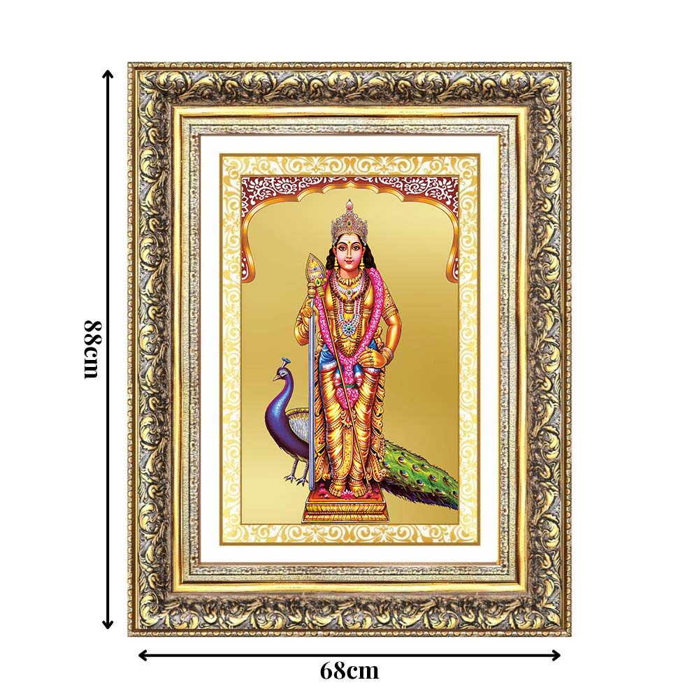 Diviniti 24K Gold Plated Murugan (Classic) Divine Wall Frame for Home Mandir & Office Decor | Luxury Spiritual Gift