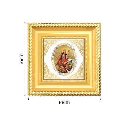 Durga Mahishasura Mardini | Divine Goddess Royal Tabletop Photo Frame in 24K Gold Plated Foil
