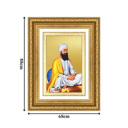 Diviniti 24K Gold Plated Guru Tegh Bahadur Sahib Ji (Classic) Sacred Sikh Wall Frame for Home Decor & Office Ambiance | Premium Spiritual Gift
