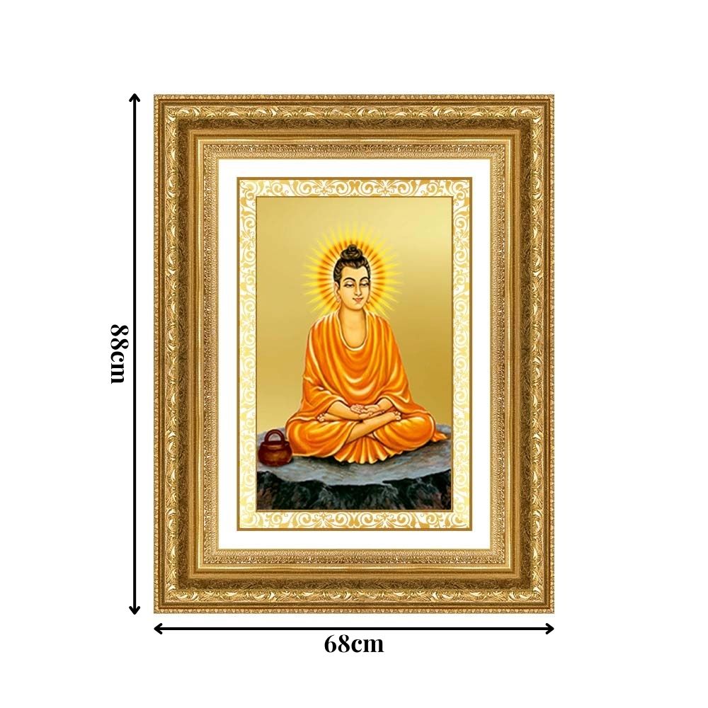 Diviniti 24K Gold Plated Buddha (Classic) Divine Wall Frame for Home Mandir & Office Decor | Luxury Spiritual Gift