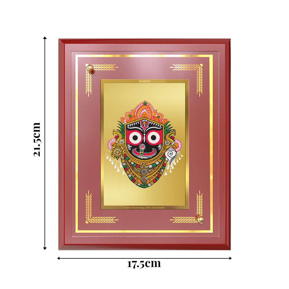 Diviniti 24K Gold Plated Lord Jagannath Blessing Tabletop Photo Frame | Divine Protection, Compassion & Spiritual Grace