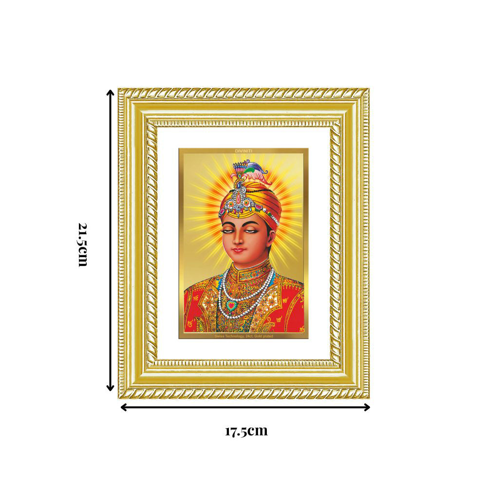 Diviniti 24K Gold Plated Guru Harkrishan Sahib Ji (Classic) Sacred Sikh Wall and Table Top Frame for Home Decor & Office Ambiance | Premium Spiritual Gift